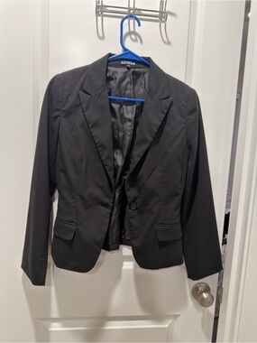 Express Black Single-Button Notch Lapel Blazer